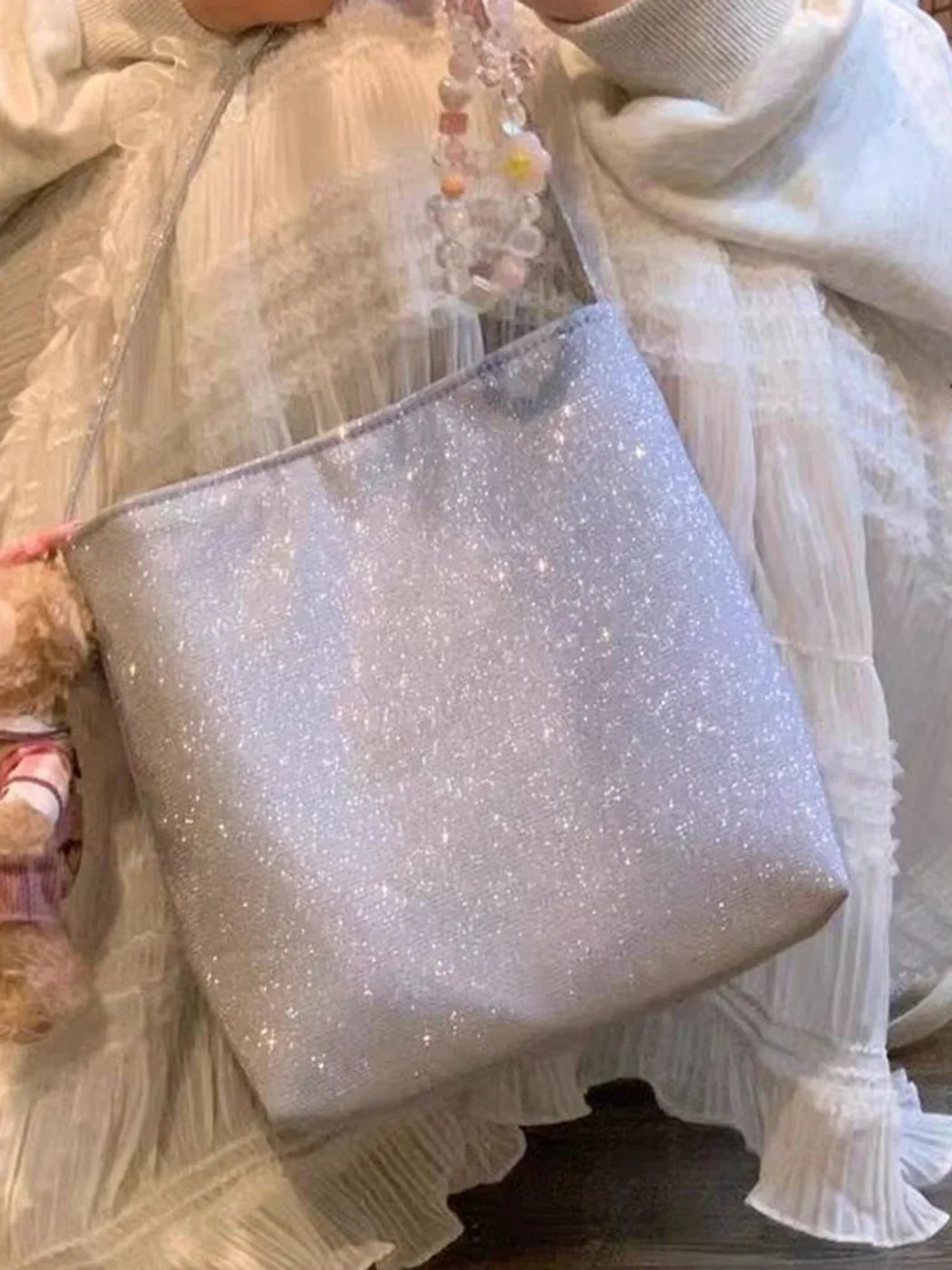 MQTIME - Shining Y2k Hand Bag Women Summer Handle Fairycore Aesthetic Handbag Female Vintage Harajuku Mini Tote Bag Chic