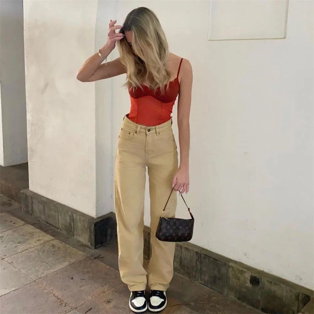 nvxiot High waist jeans woman korean fashion mom baggy jeans straight leg jeans black loose denim trousers streetwear