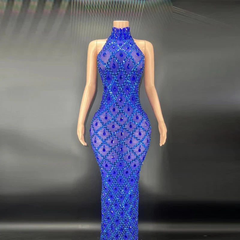 MQTIME - Embellished Maternity dress for pregnancy photoshoot Sexy sparkling Rhinestone Ladies evening sleeveless Dresses
