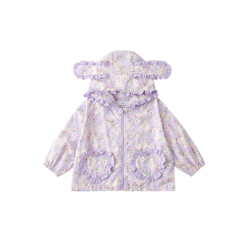 nvxiot Girls' Purple Rabbit Series Suit Spring Shirt Children's Fresh Coat Top Baby Skirt Shorts