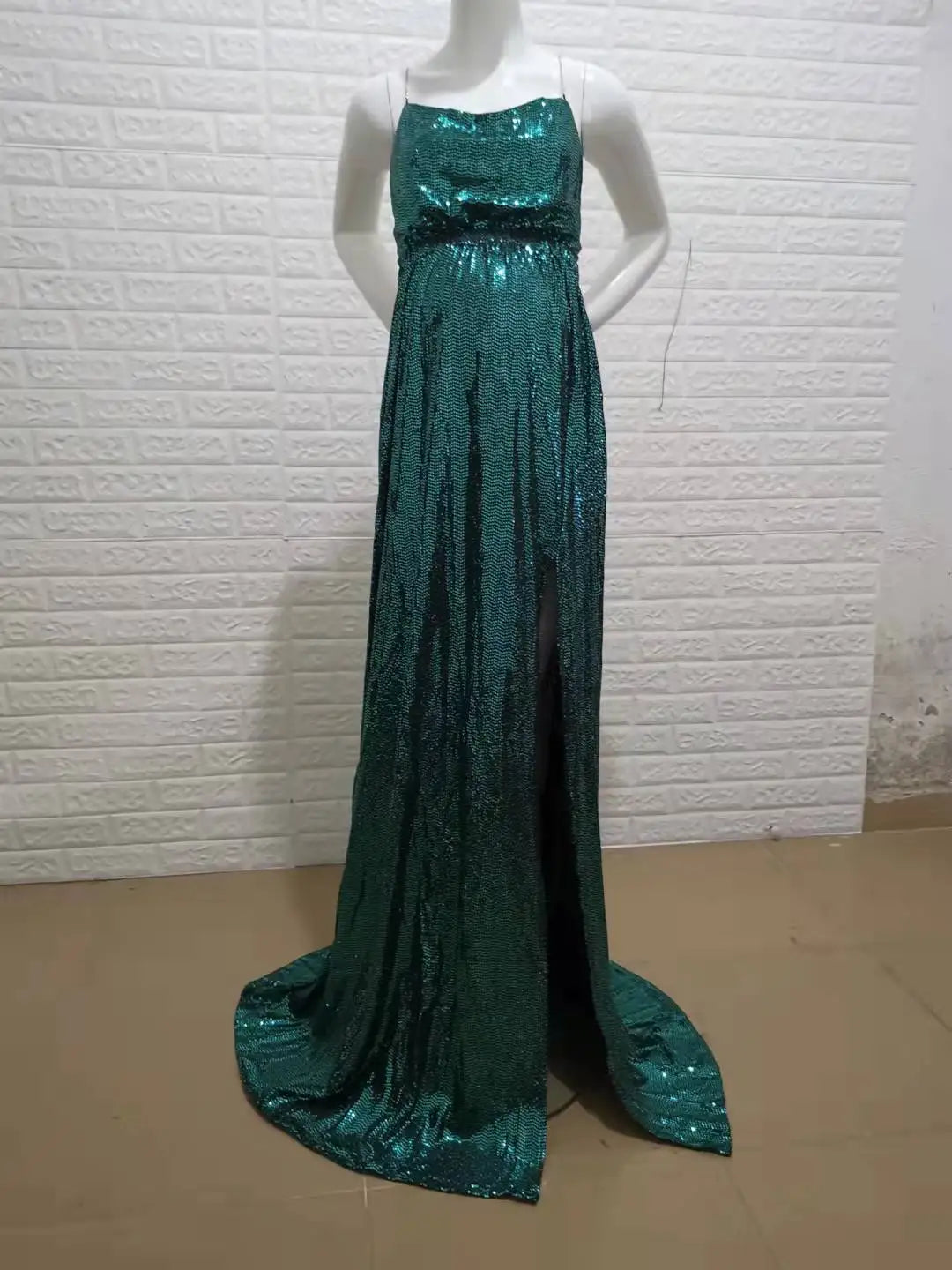 nvxiot - New Pregnant Women Photography Dress Sleeveless Sexy Sling Split Sequins Evening Dress Backless Wrap Wrap One's Buttocks Skirt
