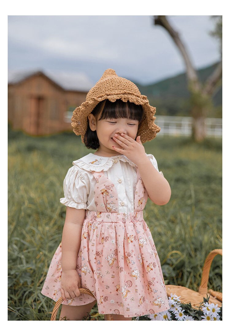 Summer Baby Girls Princess Dress Children Clothes Cotton Short Sleeve Blouse Top+Pants Suits Kids Party pastoral Floral skirt
