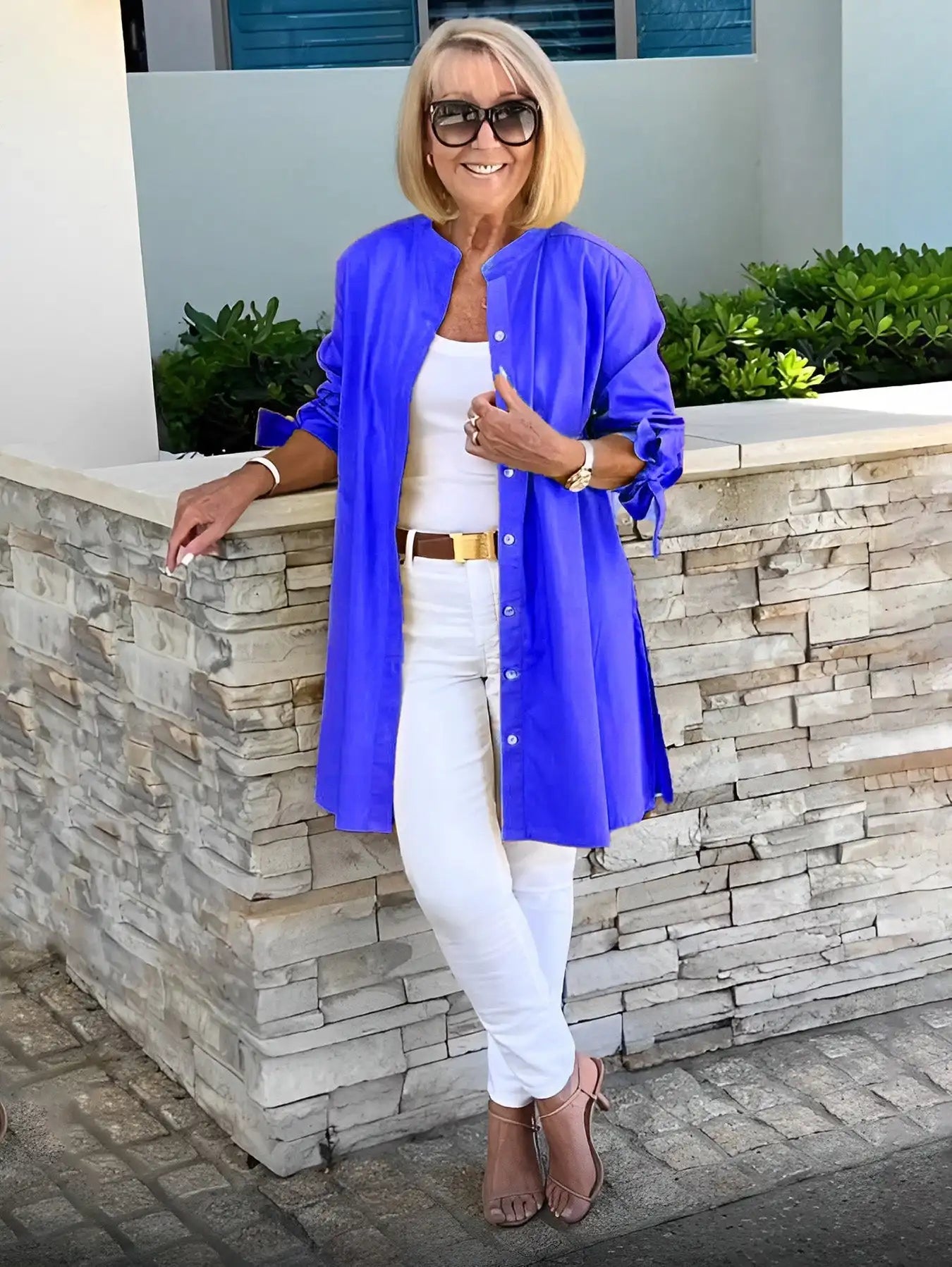 MQTIME - Shirt Jacket for Womens Button Down Shirts Cotton Long Sleeve Blouse Lapel Tops Cover Up Shirt Loose Shirt Jackets