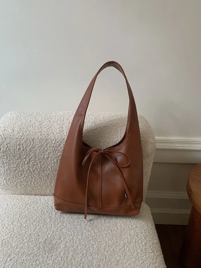 nvxiot - White Elegant Shoulder Bag for Women Korean Style Fashion Solid Color Tote Bag Pu Leather Casual Designer Ladies Handbag