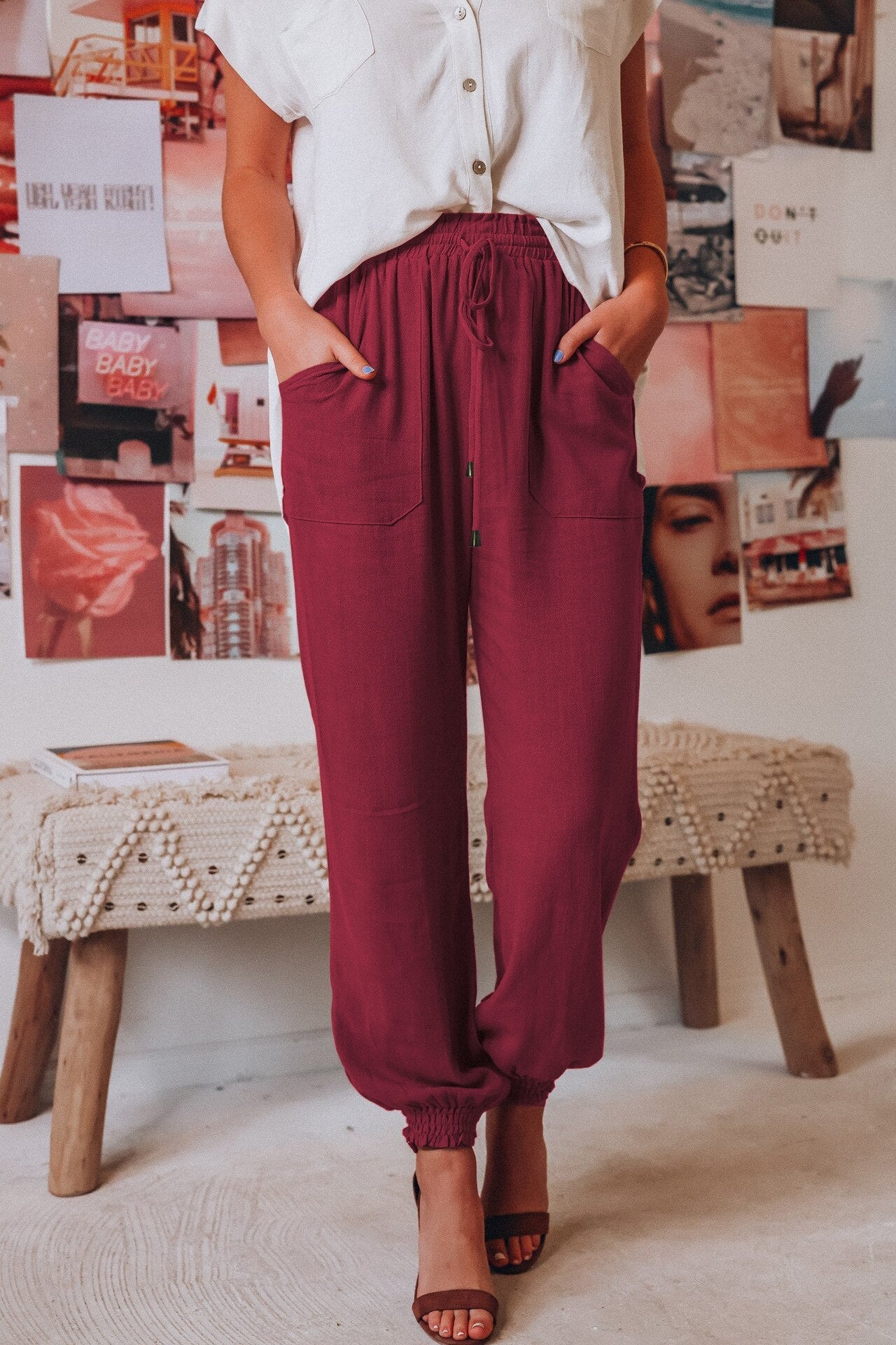 nvxiot Chic Ruched Pants For Women Solid Hign Waist Drawstring Trouser Korean Fashion Joggers Sweatpants Roupas Femininas