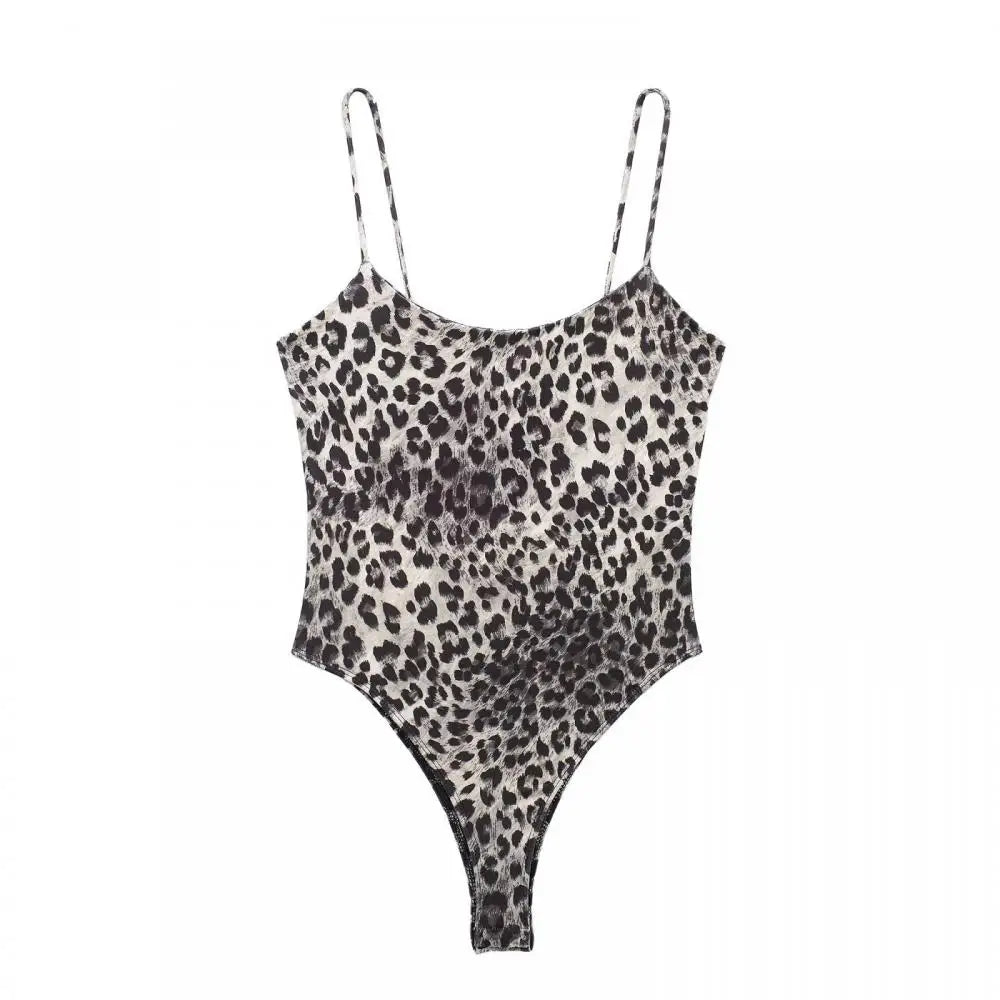 MQTIME - Summer Casual Animal Print Jumpsuits Womens Leopard Print Wide Leg Pant 2024 Sexy Sleeveless Slim Spaghetti Strap Jumpsuits