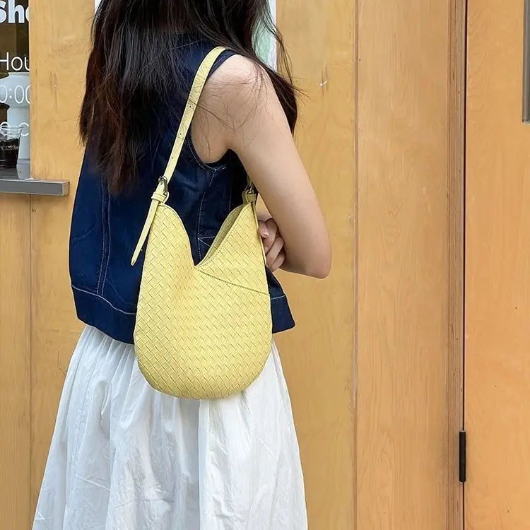 MQTIME - Harajuku Yellow Straw Bag Purse Women Hot Girls Weaving Chic Casual Shoulder Bags Ladies Holiday Beach Bag Handbag New