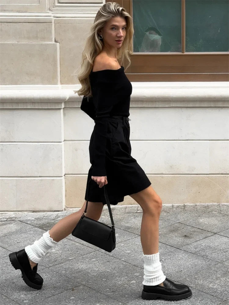 nvxiot - Sexy Knit Backless Pullover Top For Women Long Sleeve Fashion Solid High Waist Ribbed Streetwear Women's Knitwear Top 2024