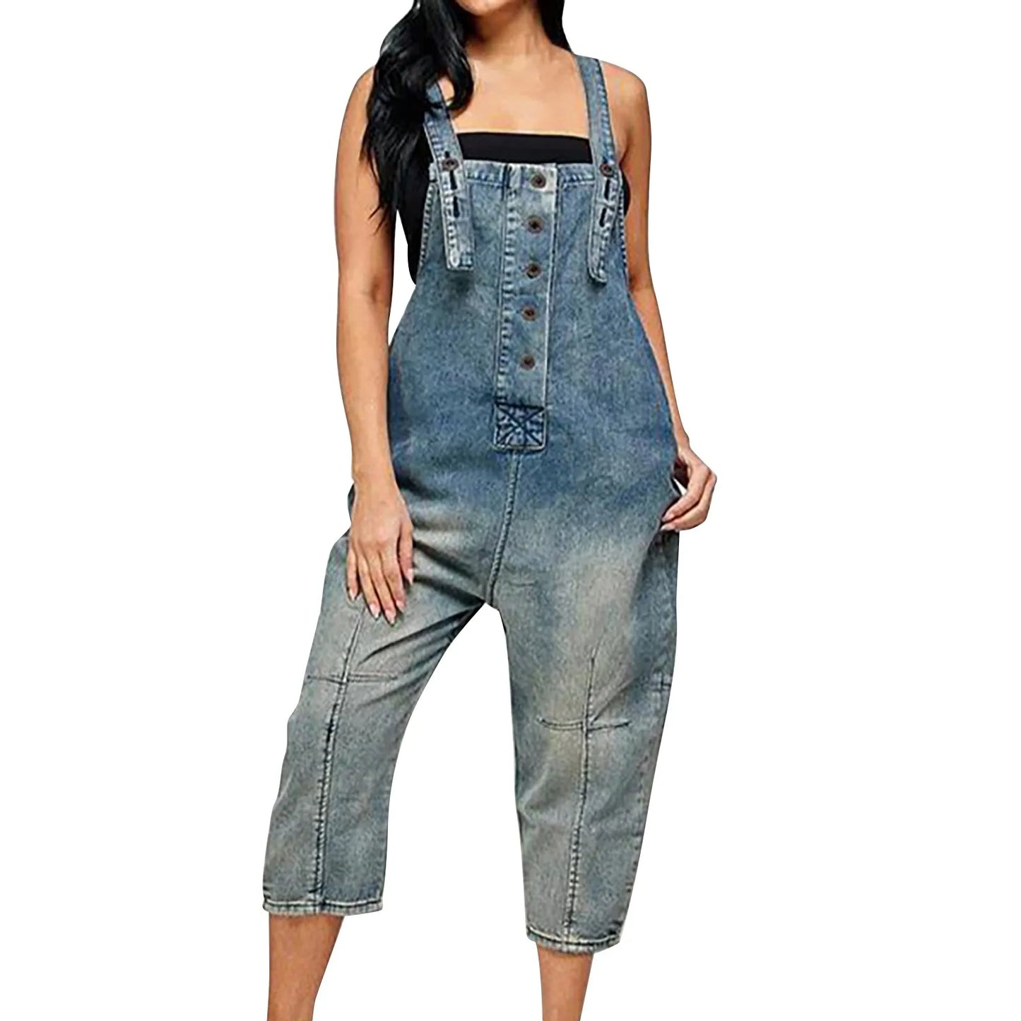 nvxiot - Women's Summer New Loose Multi Pocket Denim Overalls Oversized Jumpsuits Fashion Baggy Casual One-piece Strap Playsuits 2024