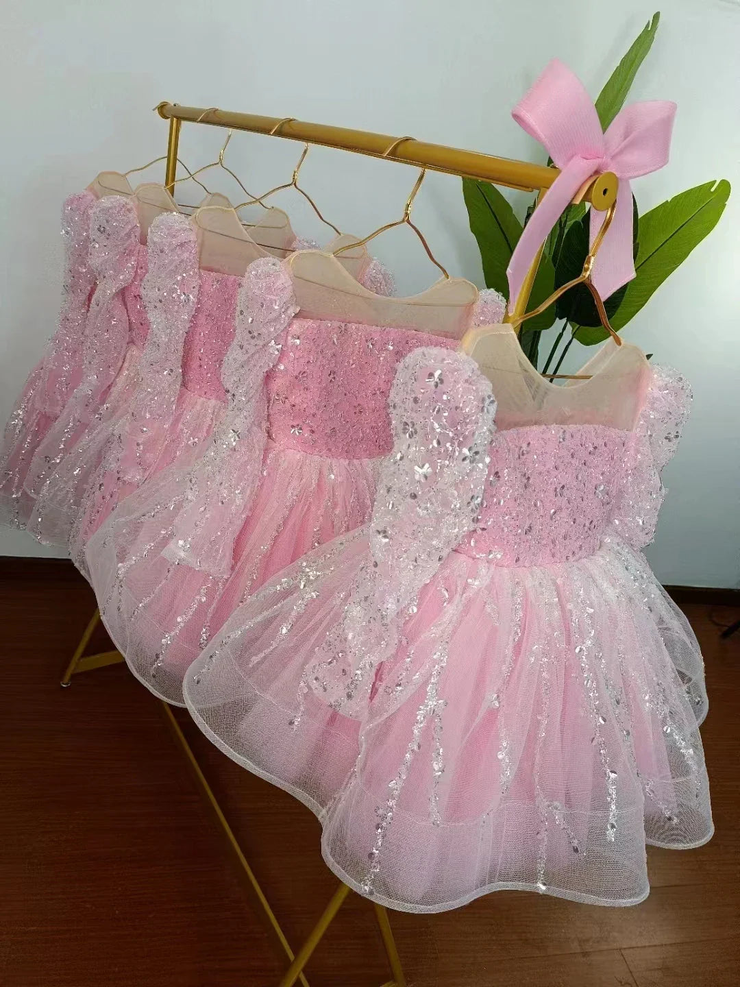 MQTIME - Sparkly Arabic Girl Dress Beading Purple Baby Kids Princess Birthday Wedding Party Children Holiday Gown 2024 J204