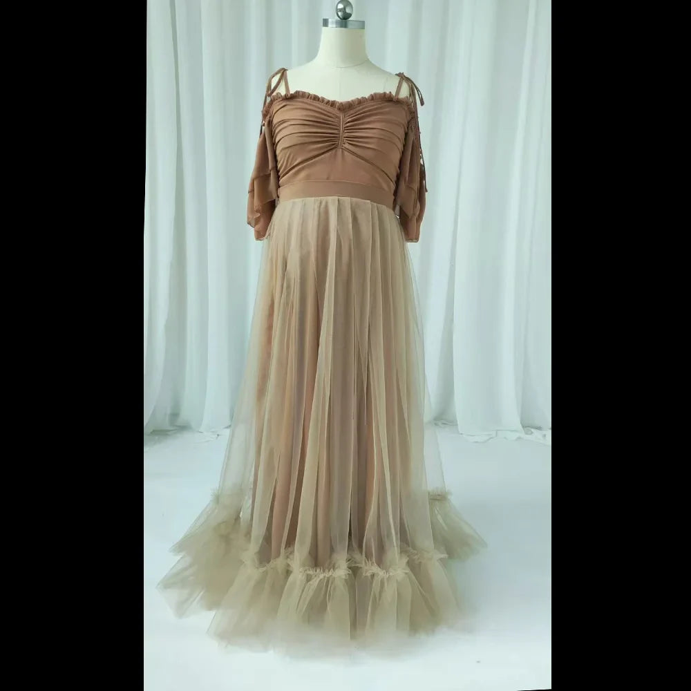 nvxiot - Bohemian Pregnancy Dress Elegant Two Piece Sling Chiffon Set Maternity Gown For Photo Shoot Photography Dress For Women