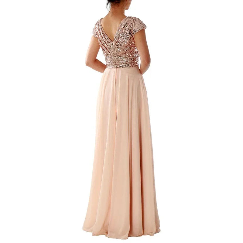 nvxiot - Maternity Glitter Mesh Splicing Maxi Dress