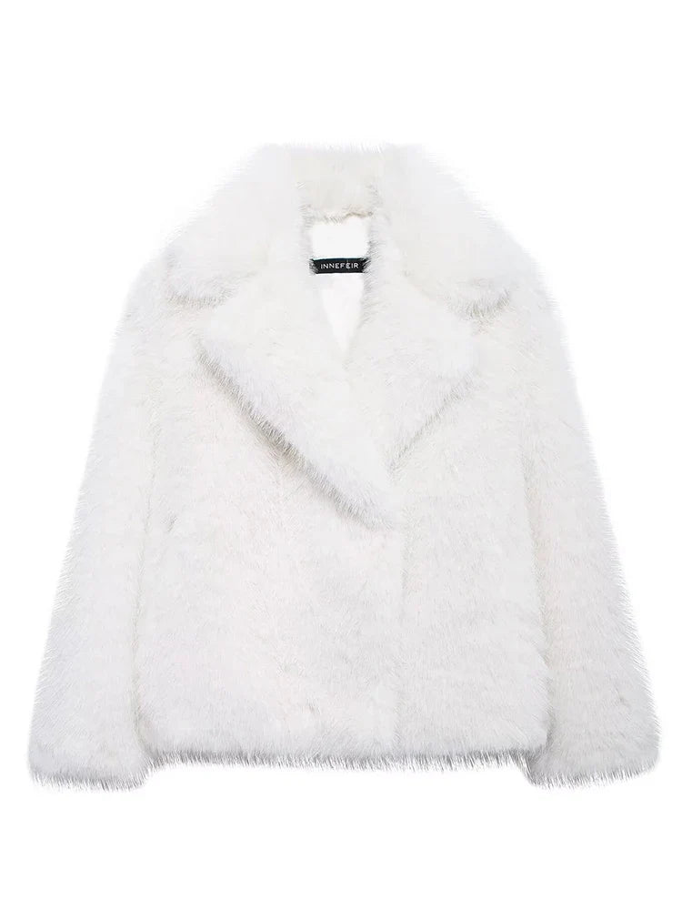 MQTIME - 2024 Winter Autumn Women Faux Fur Jacket Coat Solid Khaki Long Sleeve Tops Warm Outwear Coat For Women