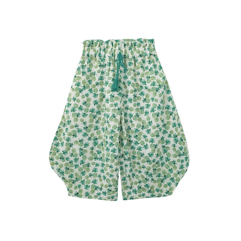 nvxiot Children's Casual Floral Pants Summer Countryside-style Girls Thin Floral Comfortable Loose Trousers Toddler Mosquito Pants Kids