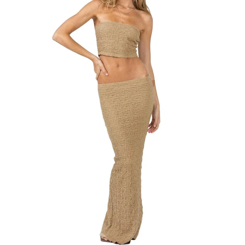 nvxiot - Maternity photoshoot / 2 piece set ruffled maxi skirt and matching top / maternity photo prop/