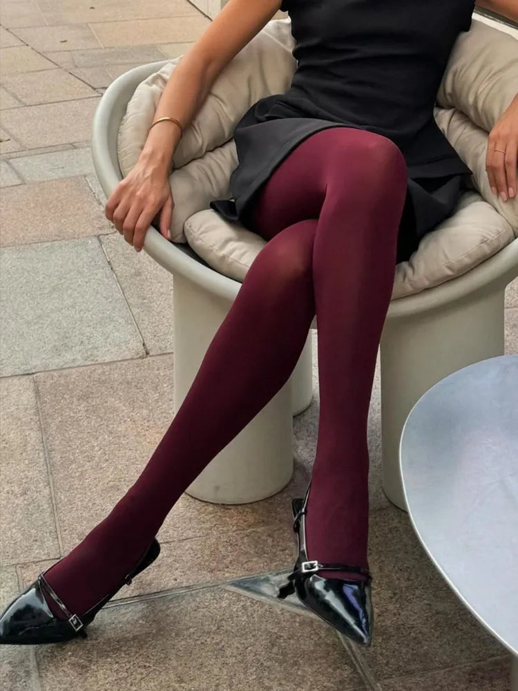 nvxiot - Fall Outfits 2024 Winter Sexy Female Stockings Leggings Skinny Patchwork Casual Solid High Waist Slim Streetwear Women's Pantyhose Lingerie