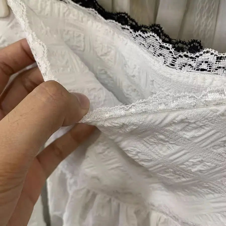 MQTIME - Summer Korean Fashion High Waist Elegant Cake Fluffy White Skirt Sweet Girl Versatile Slim A-Line Lace Short Skirts for Women