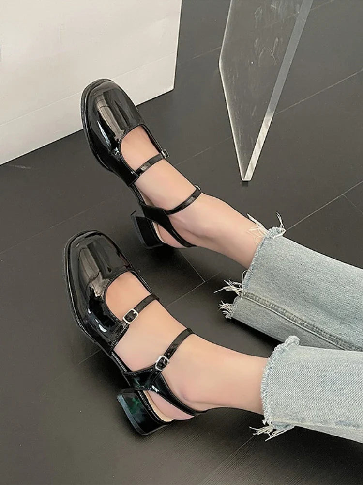 MQTIME - Casual Elegant Sandals Woman Summer Office Lady Fashion Solid Shoes Non-slip Korean Style Heels Vintage Female Shoes Design