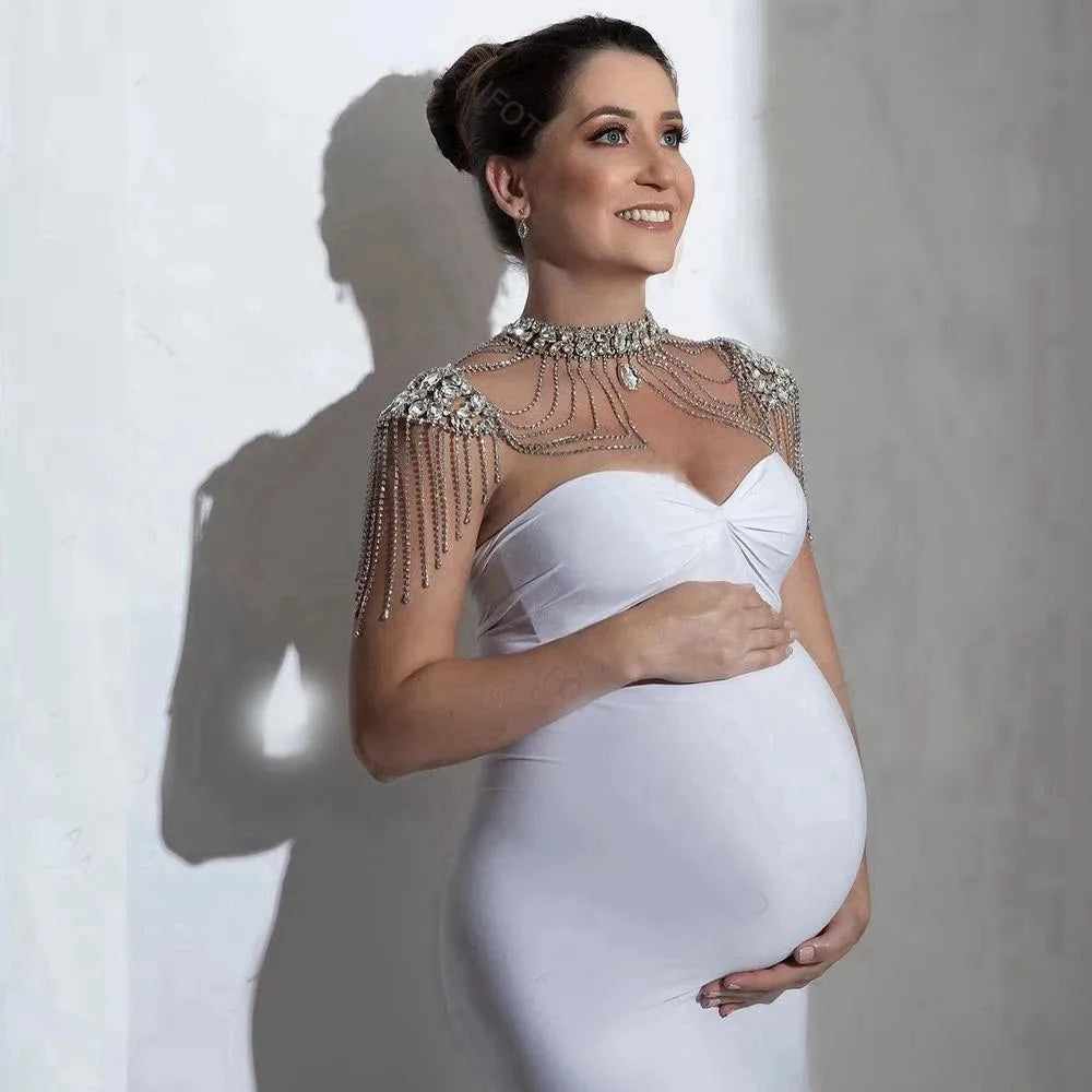 MQTIME - New Sexy Lace Rhinestone Shoulder Necklace Bride Body Chain For Pregnant Women Photography Props Wedding Accessories F01