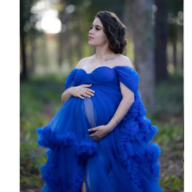 nvxiot - tulle robe photo dress Summer 3d Shoulderless Elegance Maternity Dress for Pregnant Women