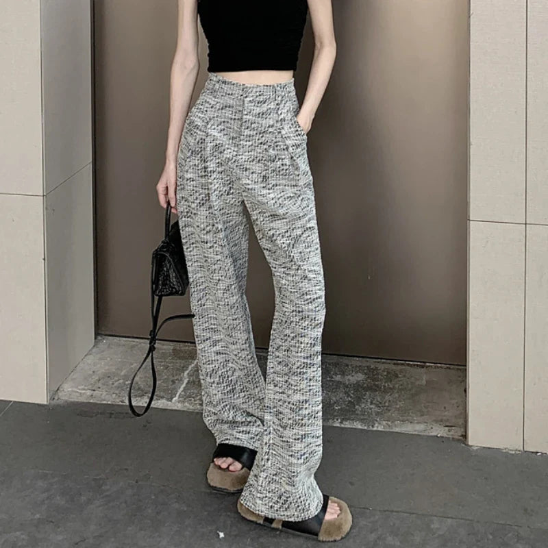 nvxiot Vintage Y2K Contrast Color Patchwork Loose Casual Pants Women Summer New High Waist Fashion All-match Straight Pants