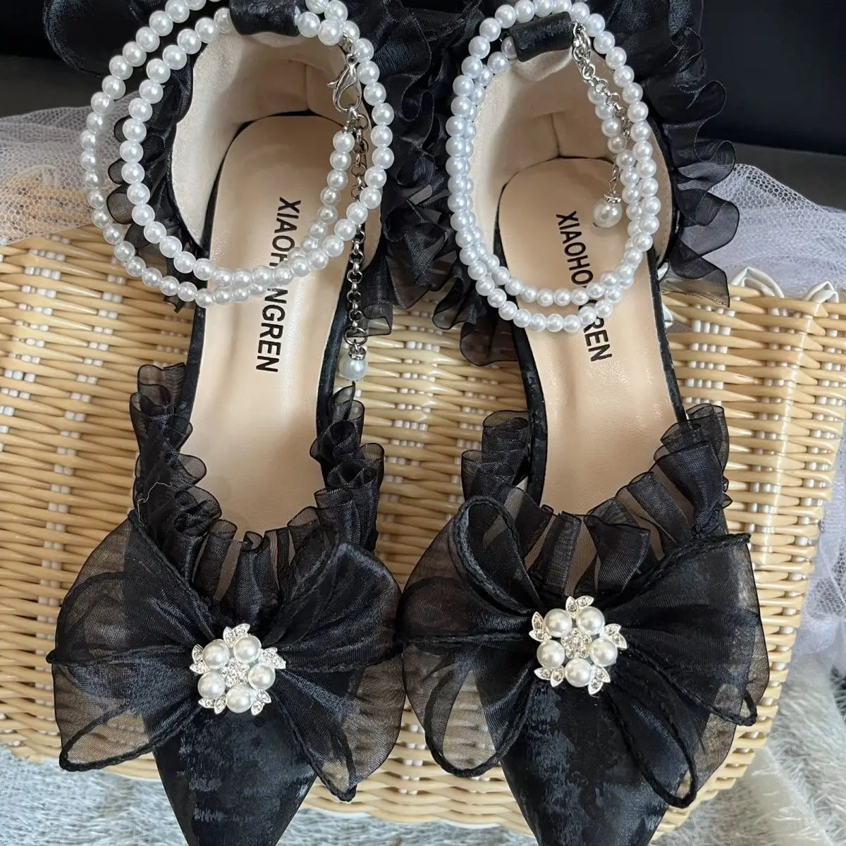MQTIME - New French Girl Fairy Bow Sweet Wedding Shoes Lolita Shoes Y2k Women Shoes Luxury Brand High Quality Slingback Shoes Women