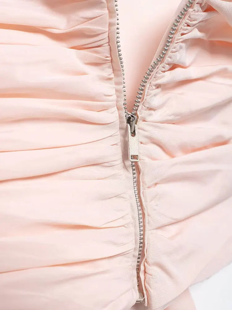 MQTIME - Women's Causal Tube Tops Elegant Solid Color Sleeveless Bow-embellished Taffeta Sleeveless Y2K Pink Tops For 2024 Summer