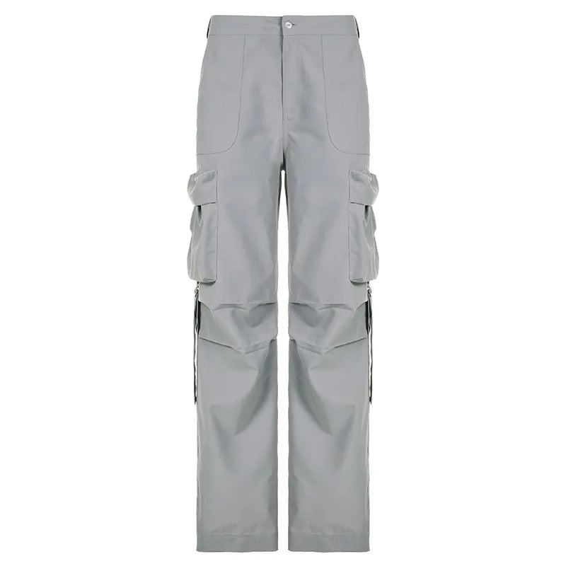nvxiot Cargo pants for women low waist retro multiple pockets loose straight leg casual pants autumn women Y2K fashion wide leg pants