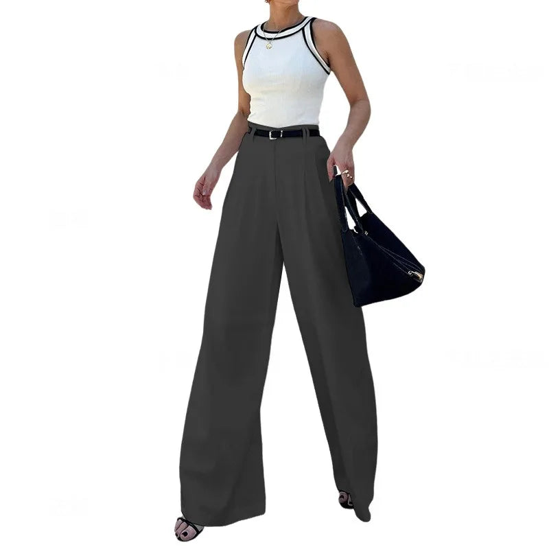 nvxiot - New Fashion Streetwear Women Pants Spring Autumn Women Elegant Solid Color Pants Female Straight Casual Wide Leg Trousers