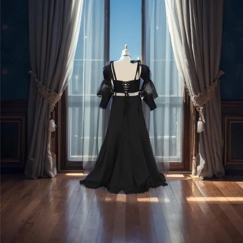 nvxiot - Sexy Black Tulle Pregnant Women Tops For Photography Charm Sweetheart Puff Sleeves Maternity Mini Mesh Female Blouse