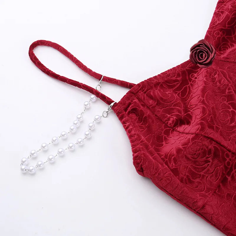 nvxiot New Retro Elegant Women Spaghetti Strap Sexy Prom Dress Strapless Bodycon Slim Red Dinner Party Long Dresses Female Summer