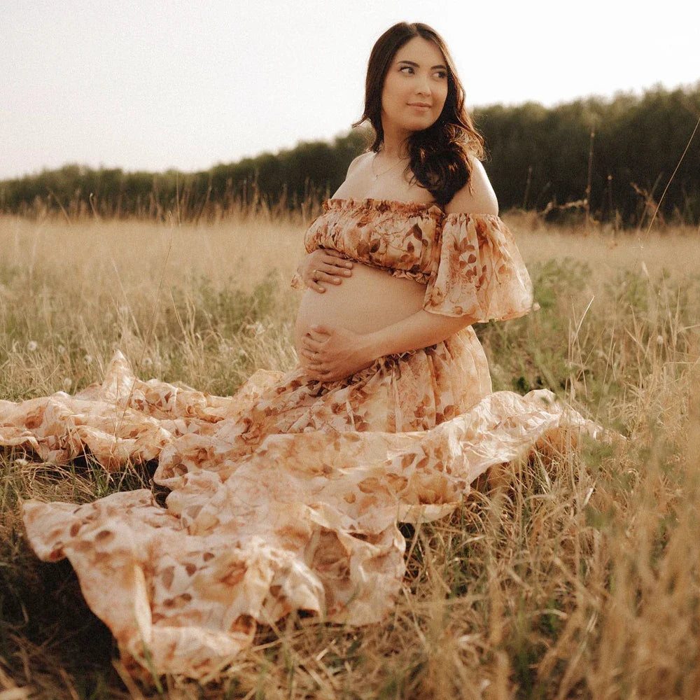 nvxiot - Maternity Dresses Rose Chiffon Sexy One Shoulder Elastic Short Top Dress Photo Shoot Pregnant Photography Dress For Women