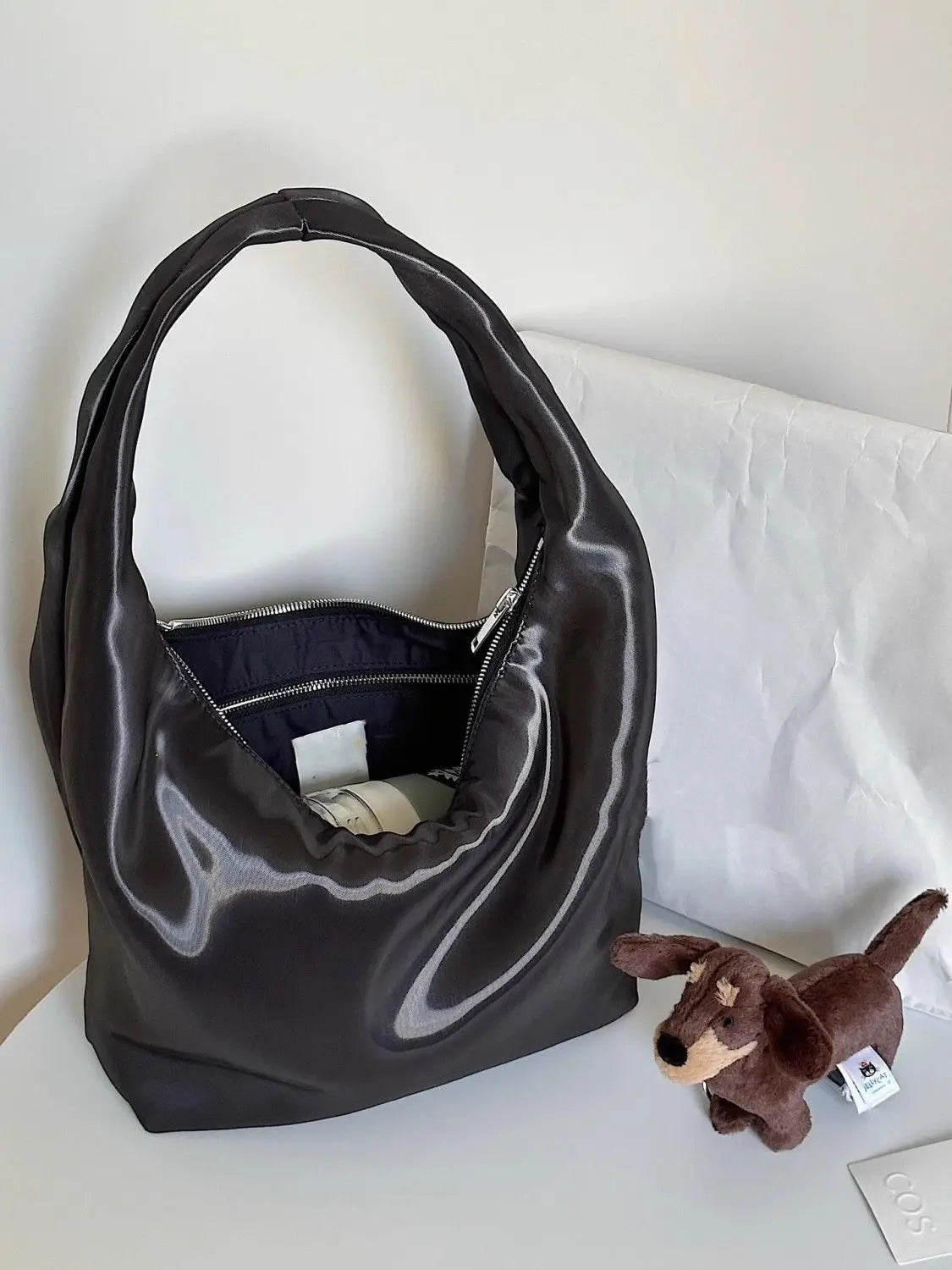 MQTIME - Vintage Black Handbag Women High Street Nylon Zipper Chic Casual Shoulder Bags Purse Female Large Capacity Tote Bag Y2k