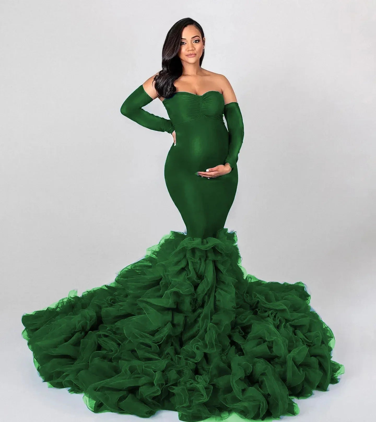 nvxiot - Mermaid Maternity Robes for Photo Shoot Off Shoulder Sweetheart Foto Gowns Sexy Spandex Baby Shower Dresses