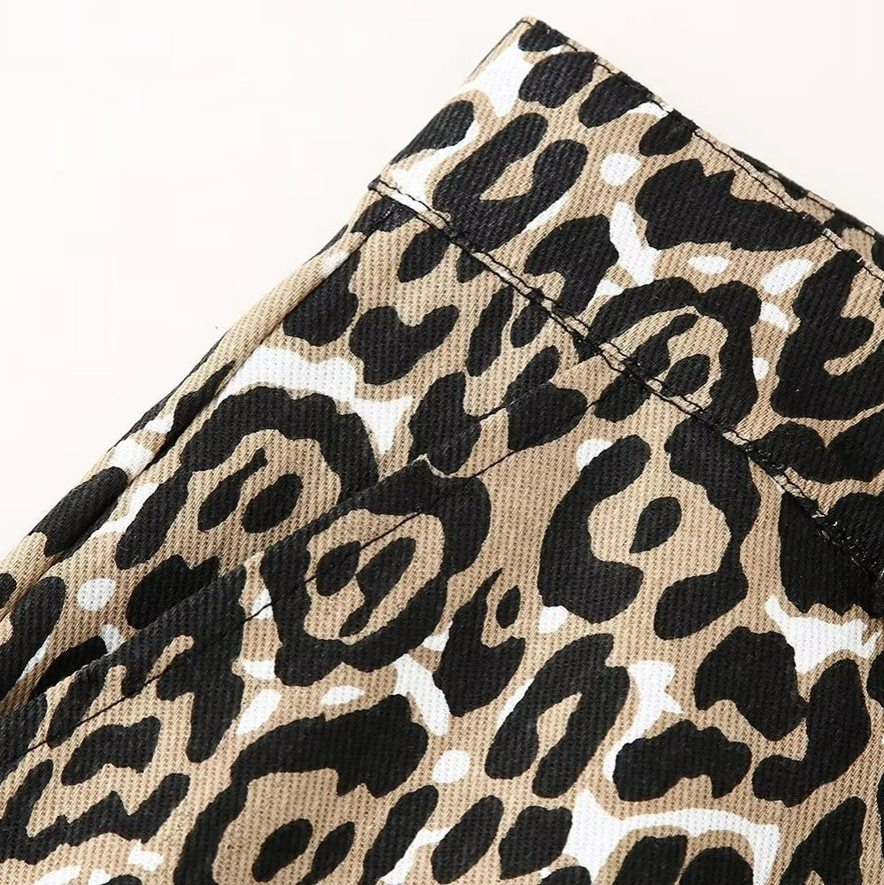 nvxiot - Jeans 2024 Women New Fashion Leopard Jeans High Waist Zipper Fly Denim Trousers Female Loose Casual Wide Leg Pants Streetwear