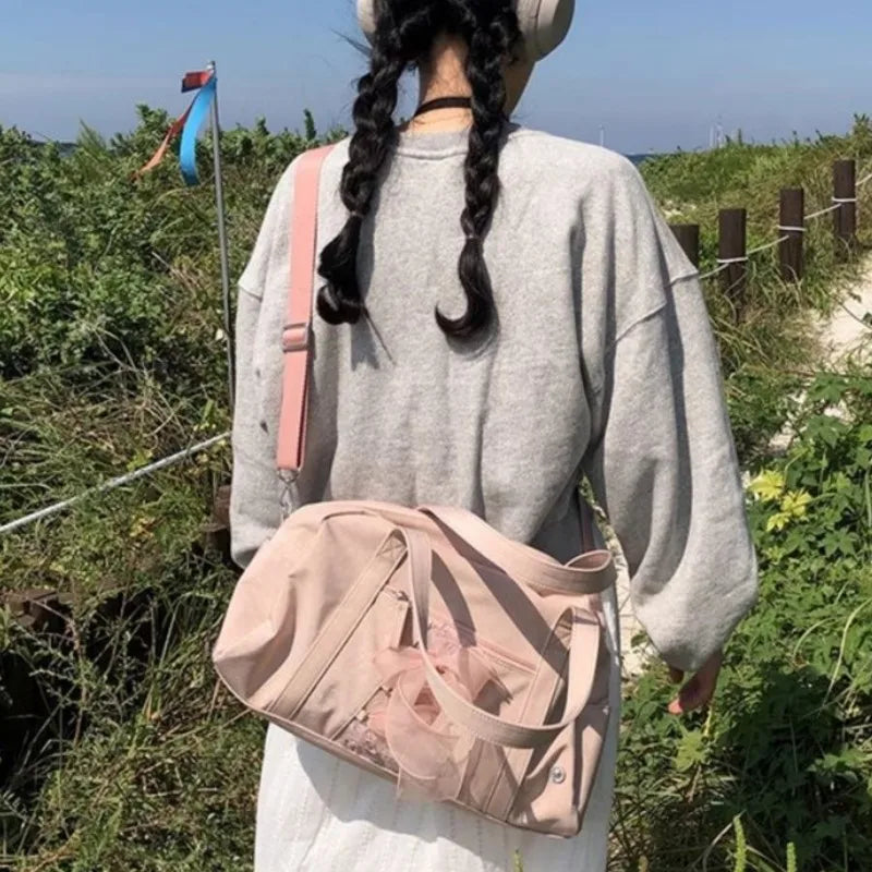 nvxiot - Sweet Cool Pink Shoulder Bags Purse Women Hot Girls Bow Chic Y2k Handbag Female Large Capacity Messenger Bag Aesthetic