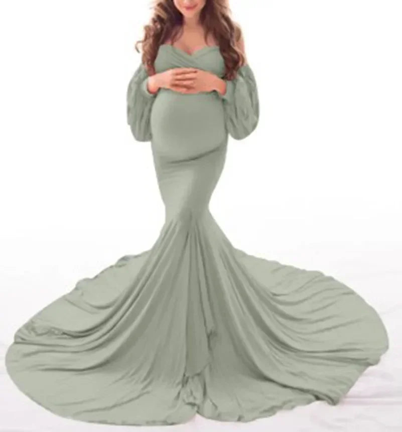 nvxiot - Mermaid Maternity Dresses for Photo Shoot Pregnant Women Pregnancy Dress Photography Sexy Off Shoulder Maxi Maternity Gown