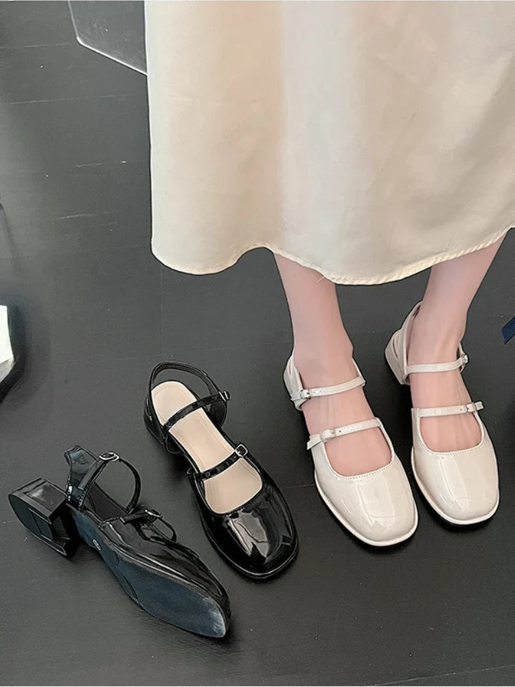 MQTIME - Casual Elegant Sandals Woman Summer Office Lady Fashion Solid Shoes Non-slip Korean Style Heels Vintage Female Shoes Design