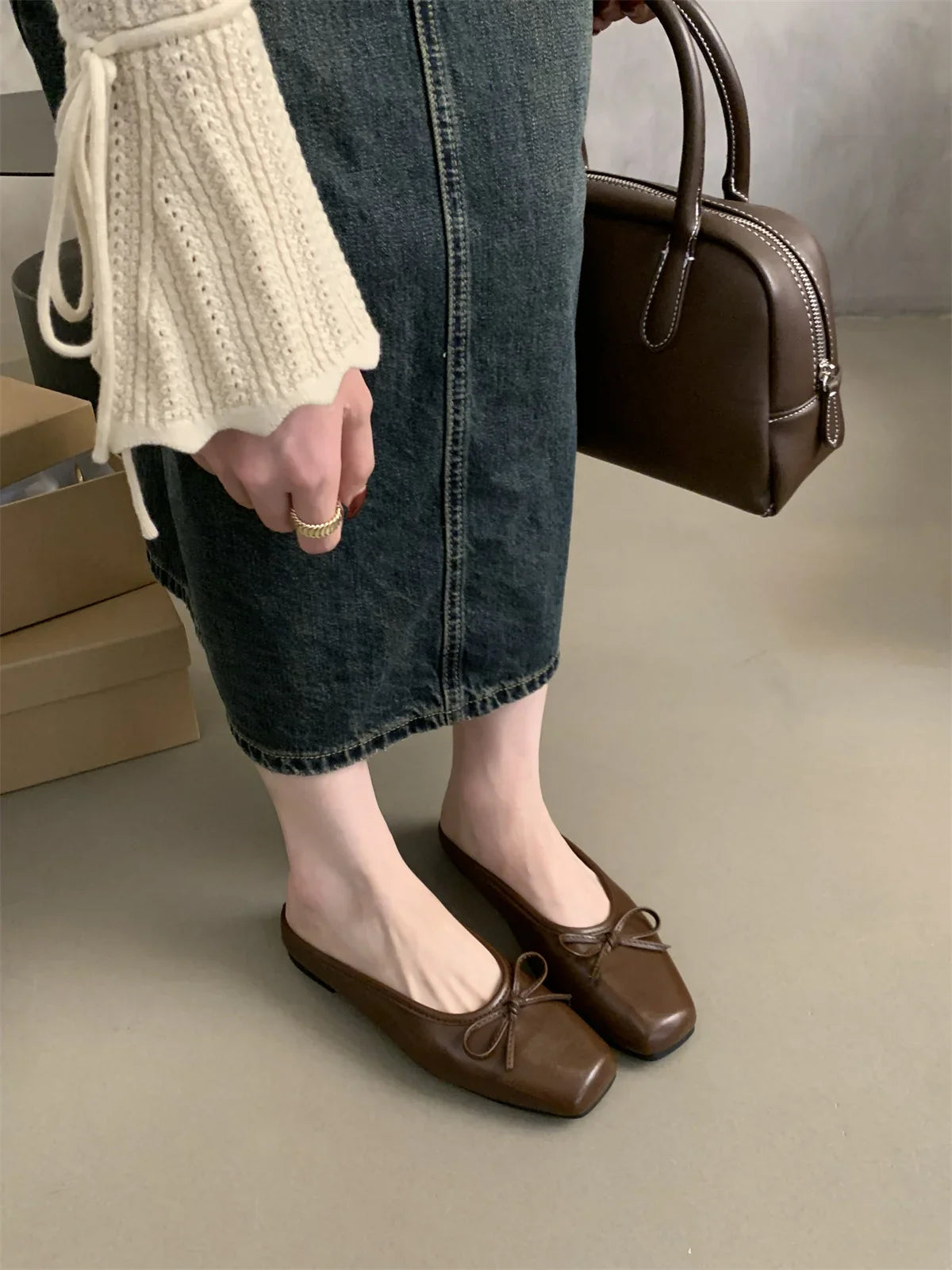 MQTIME - Wearing Slippers Outside 2024 Summer New Fashion Baotou Muller Shoes Casual Single Shoes Flat Heel Half Slippers Women's Shoes
