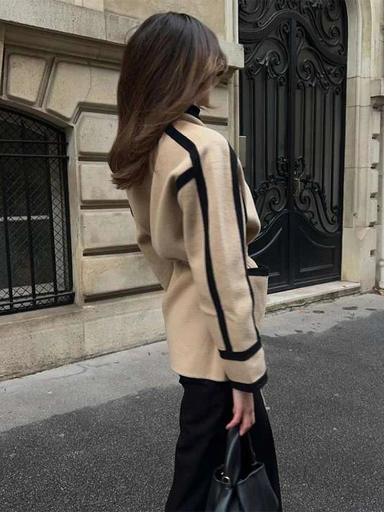 nvxiot - Casual Lace Up Women's Coat Cardigan Long Sleeve Winter Outerwears Fashion High Street Elegant Warm Jacket Female Commut Coats