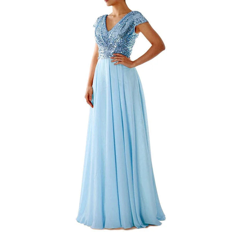 nvxiot - Maternity Glitter Mesh Splicing Maxi Dress