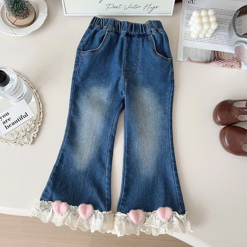 MQTIME - Kids Jeans Autumn Spring Girls Denim Pants Fall Princess Kids Baby Trousers 2 3 4 5 6 7Yrs