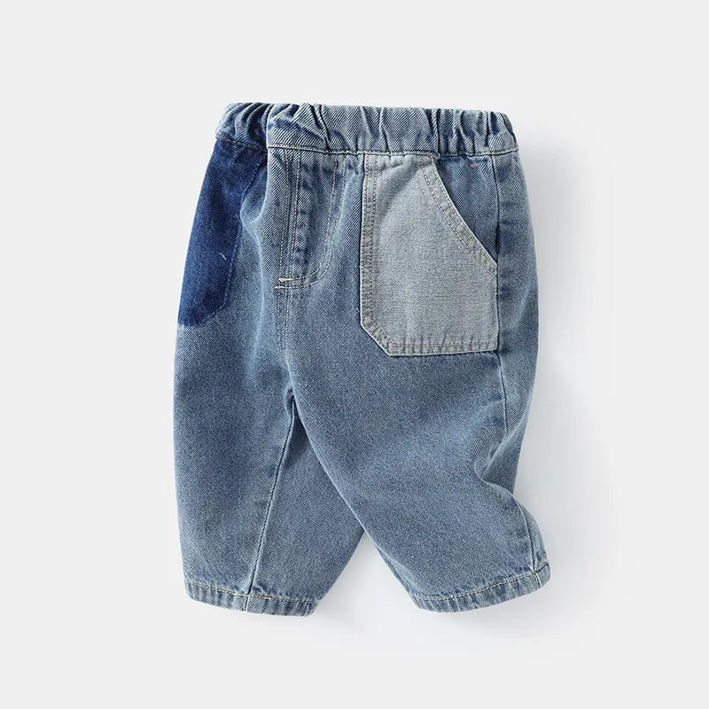 nvxiot - Autumn 1-3Y Baby Girls Jeans Cotton Retro Elastic Waist Toddler Girls Denim Pants Korean Loose Casual Infant Kids Girls Trousers