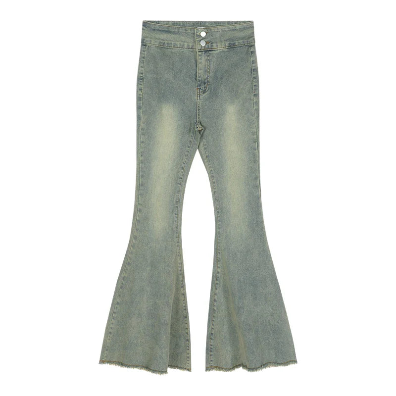nvxiot Y2K Streetwear Distressed Bleached Casual Jeans Women 2024 Spring New High Waist Sexy Slim Washed Denim Wide Leg Pants