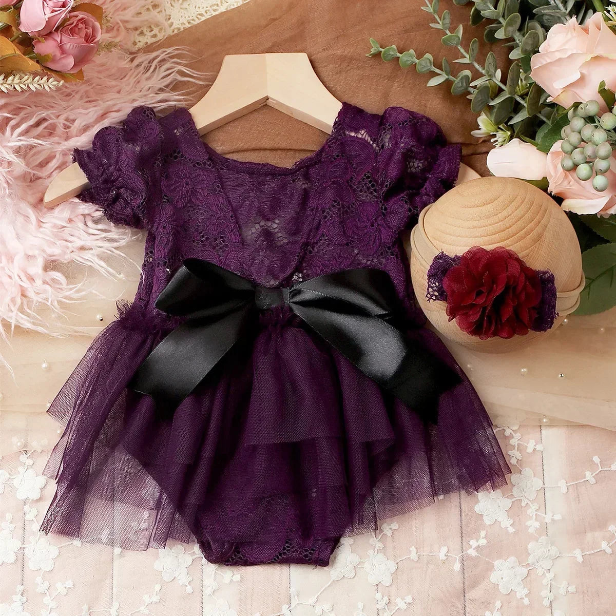️MQTIME - Newborn Photography Clothing Headband+Dresses 2Pcs/set Studio Baby Photo Props Accessories Shoot Clothes Outfits