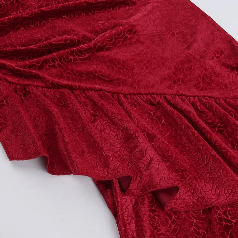 nvxiot New Retro Elegant Women Spaghetti Strap Sexy Prom Dress Strapless Bodycon Slim Red Dinner Party Long Dresses Female Summer