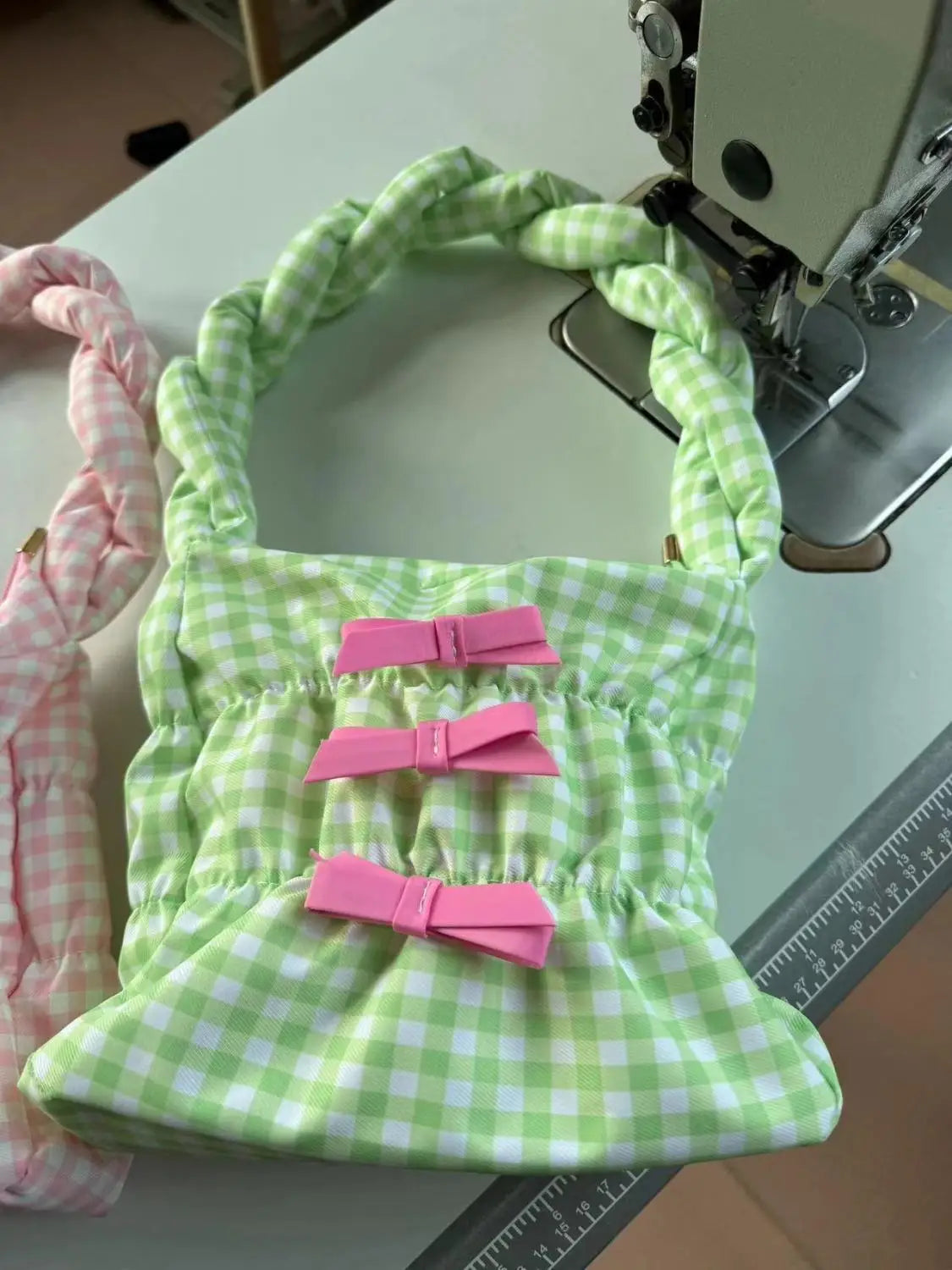 nvxiot - Sweet Cool Pink Plaid Handbag Women Vintage Preppy Style Canvas Soft Shoulder Bags Female Retro Fashion Underarm Bag