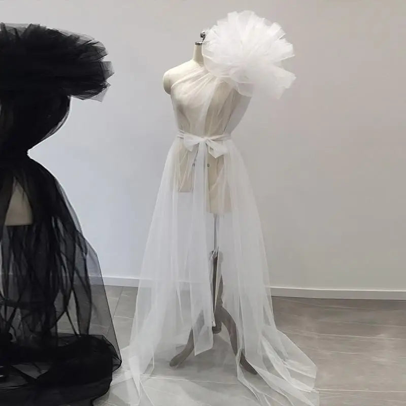 nvxiot - See Through Sexy Maternity Photoshoot Dresses One Shoulder Pregnant Women Photography Props Gowns Premama Evening Bathrobe Tulle