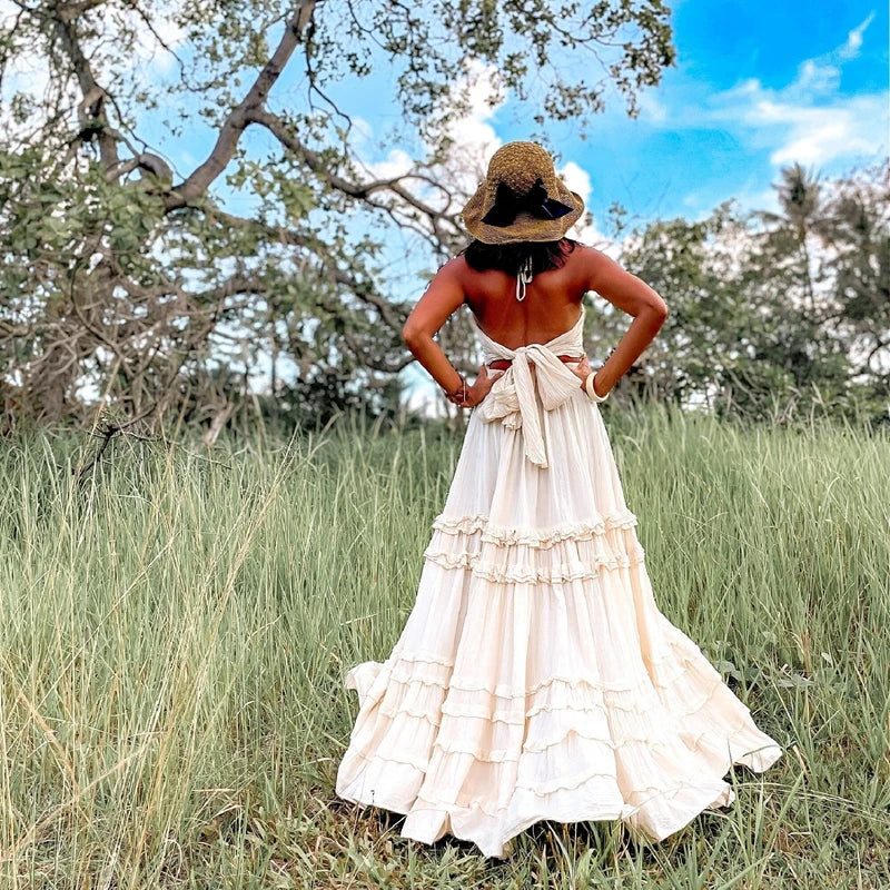 nvxiot - Maternity Photoshoot Dress Bohemian Maternity Dress for Summer Photoshoots - Linen V-Neck Casual Style