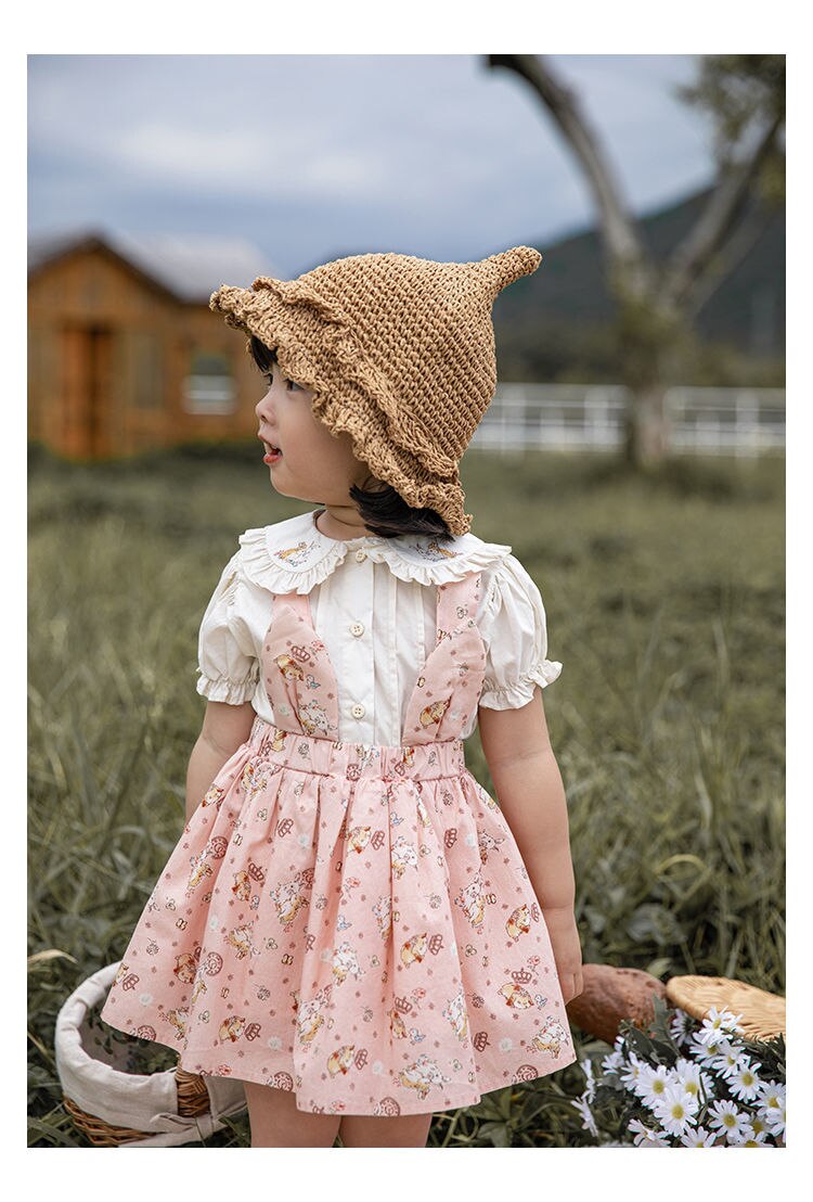 Summer Baby Girls Princess Dress Children Clothes Cotton Short Sleeve Blouse Top+Pants Suits Kids Party pastoral Floral skirt